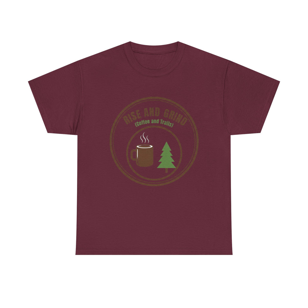 Rise and Grind Coffee T-Shirt - Vintage Camping &amp; Hiking Tee