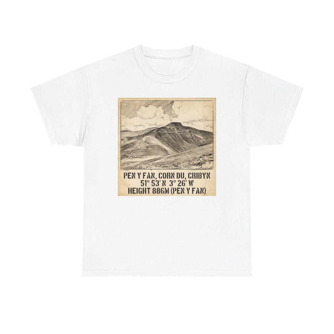 Pen y Fan Summit Coordinates T-Shirt — Vintage Mountain Peak Tee