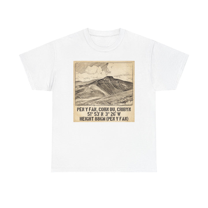Pen y Fan Summit Coordinates T-Shirt — Vintage Mountain Peak Tee