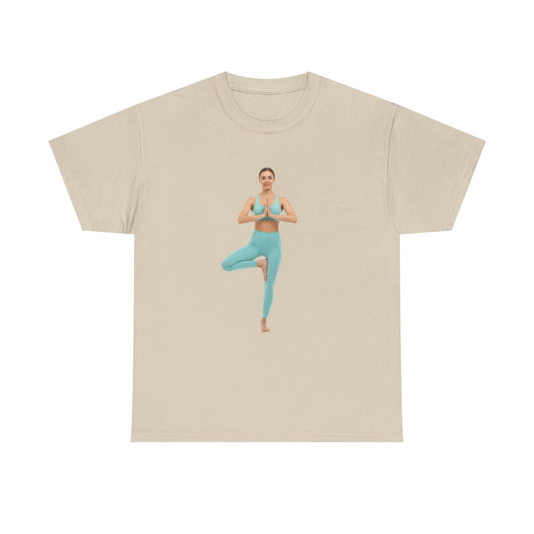 Yoga Pose Tee – soft, breathable cotton featuring a stylish yoga pose design. Perfect for yoga practice, meditation, or casual mindful lifestyle wear.