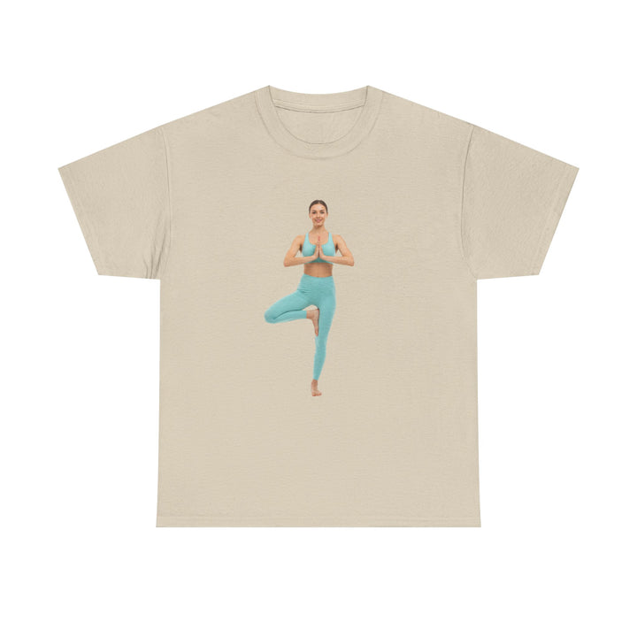 Yoga Pose Tee – soft, breathable cotton featuring a stylish yoga pose design. Perfect for yoga practice, meditation, or casual mindful lifestyle wear.