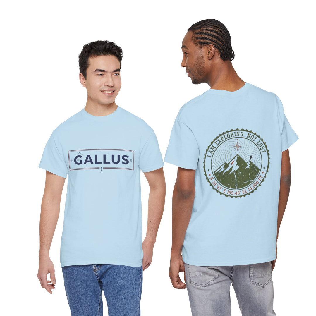 Adventure Logo Tee — "GALLUS" Mountain Badge Shirt (Exploring Not Lost)