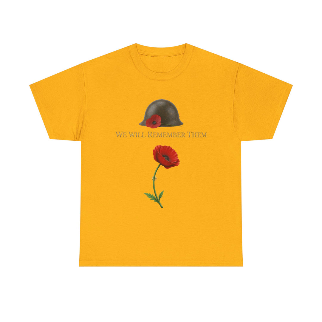Poppy &amp; Helmet T-Shirt — Remembrance Floral Military Tribute Tee