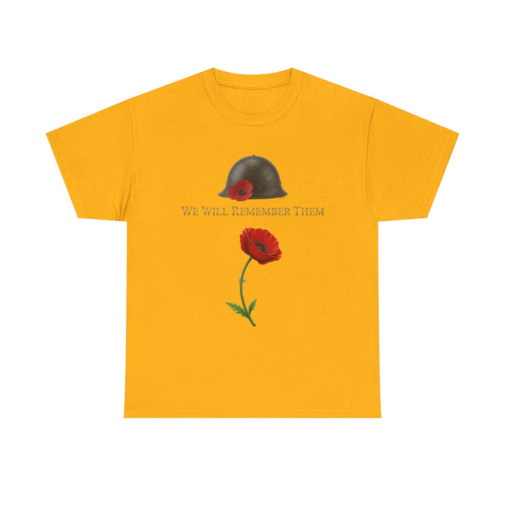 Poppy &amp; Helmet T-Shirt — Remembrance Floral Military Tribute Tee