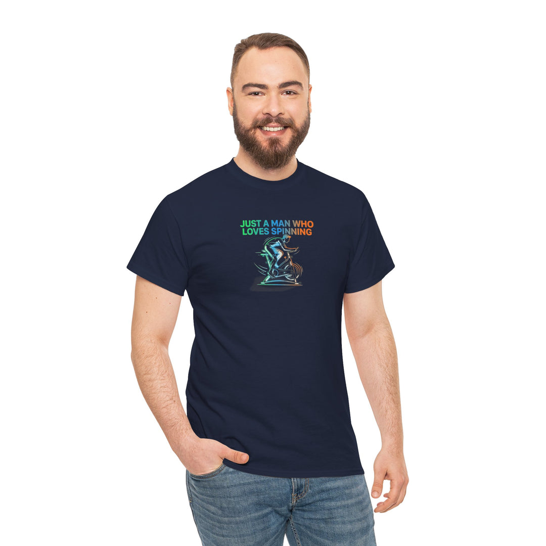 Spinner Enthusiast T-Shirt — "Just a Man Who Loves Spinning" Graphic Tee