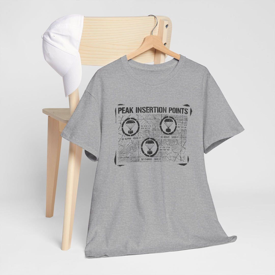 Retro Mountain Schematic Graphic T-Shirt — Technical Diagram Hiking Tee