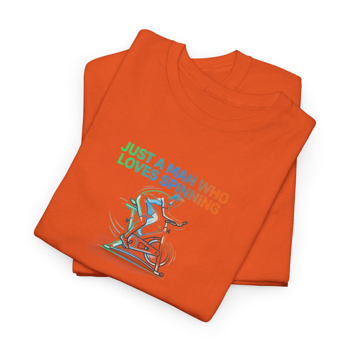 Spinner Enthusiast T-Shirt — "Just a Man Who Loves Spinning" Graphic Tee