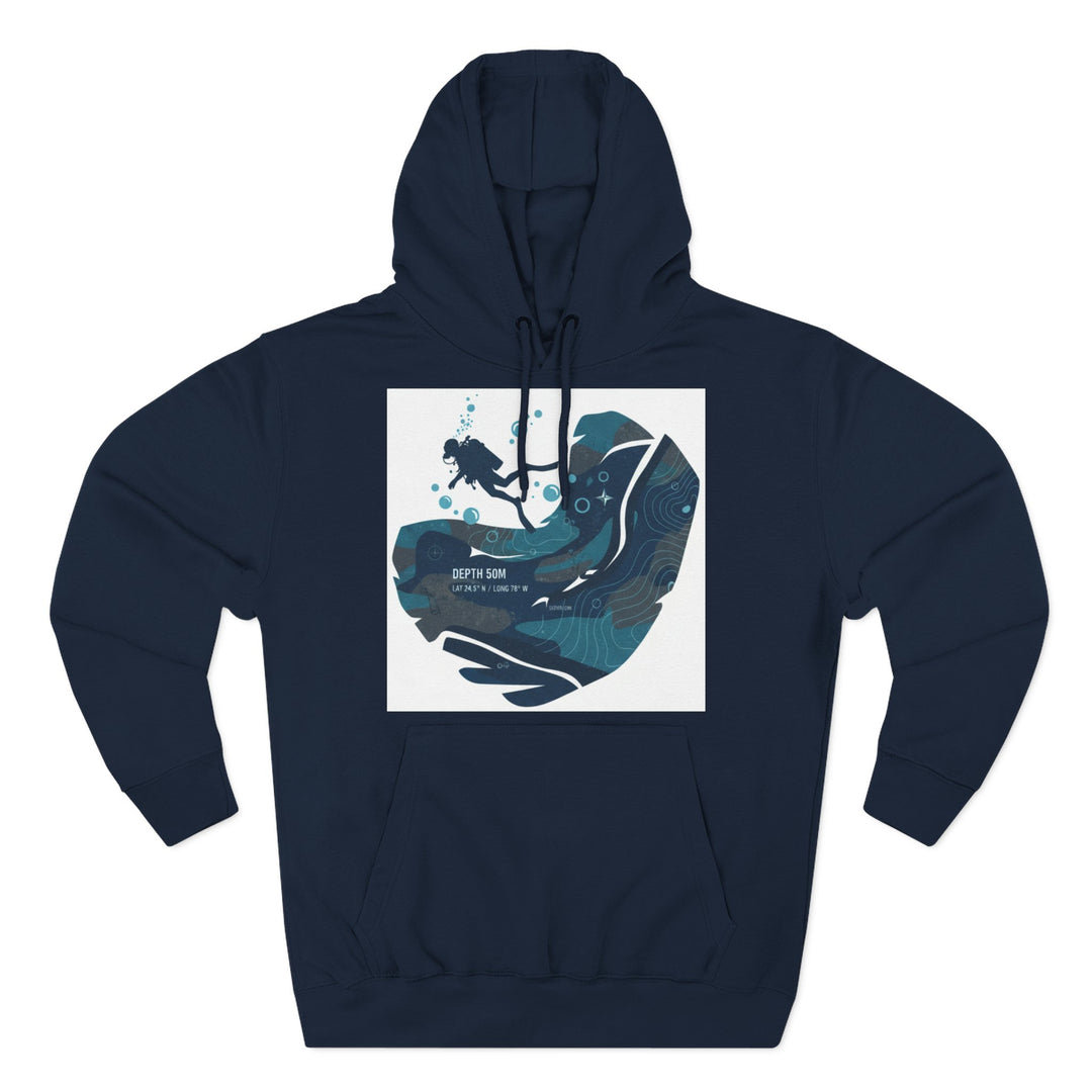 Navy blue hoodie by S&amp;W Gallus featuring a square diving design on the front.