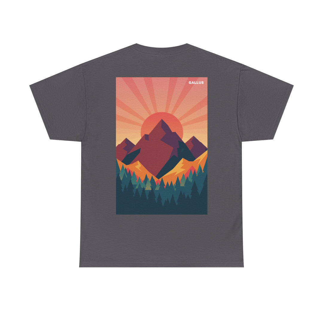 T-Shirt — Gallus Mountain Graphic Tee (Sunrise Landscape Back Print)