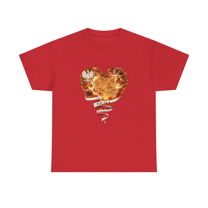Polish Pride Heart Flame Tee | Polska Heritage T-Shirt