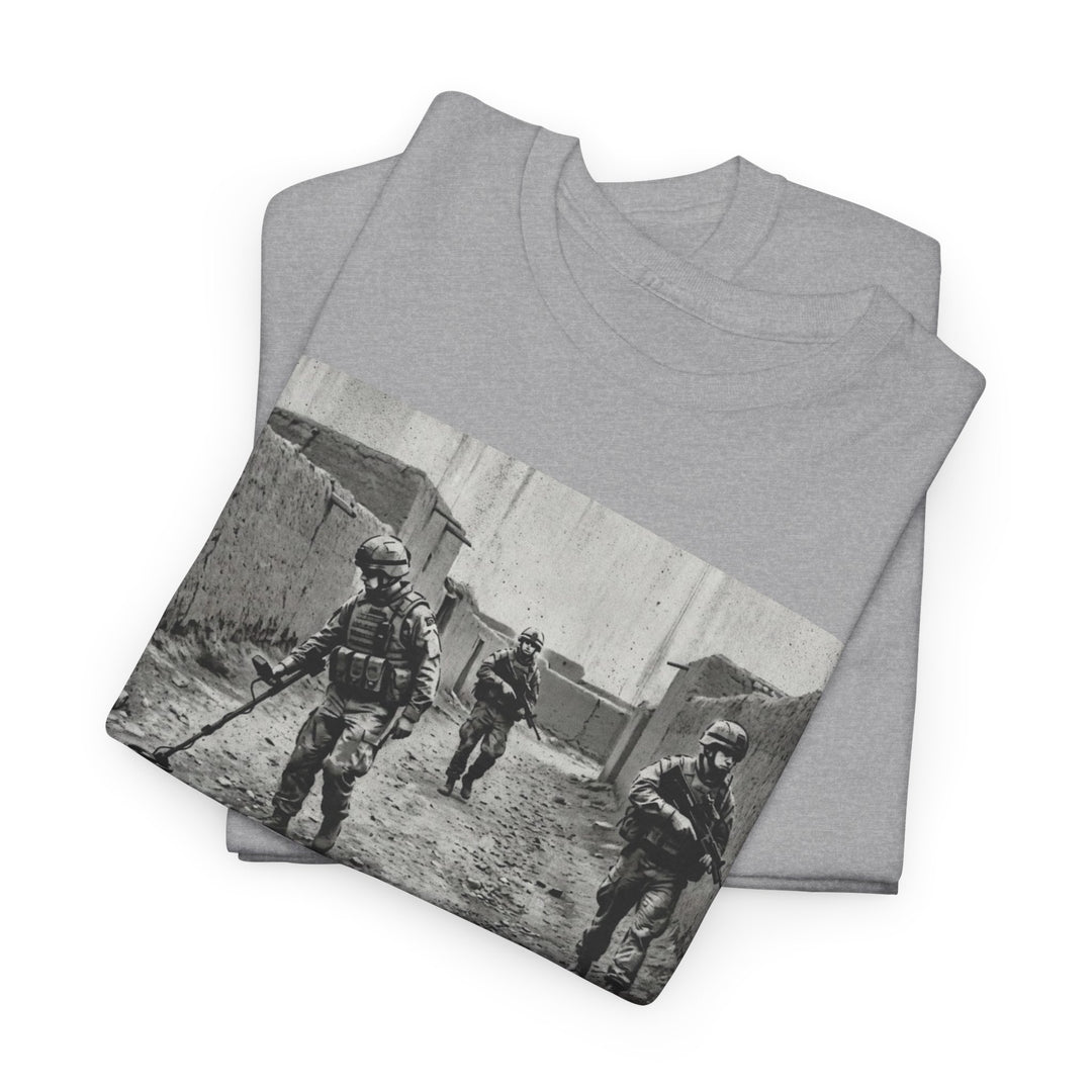 Helmand Vallon Patrol T-Shirt - Vintage Military Graphic Tee - Black &amp; White