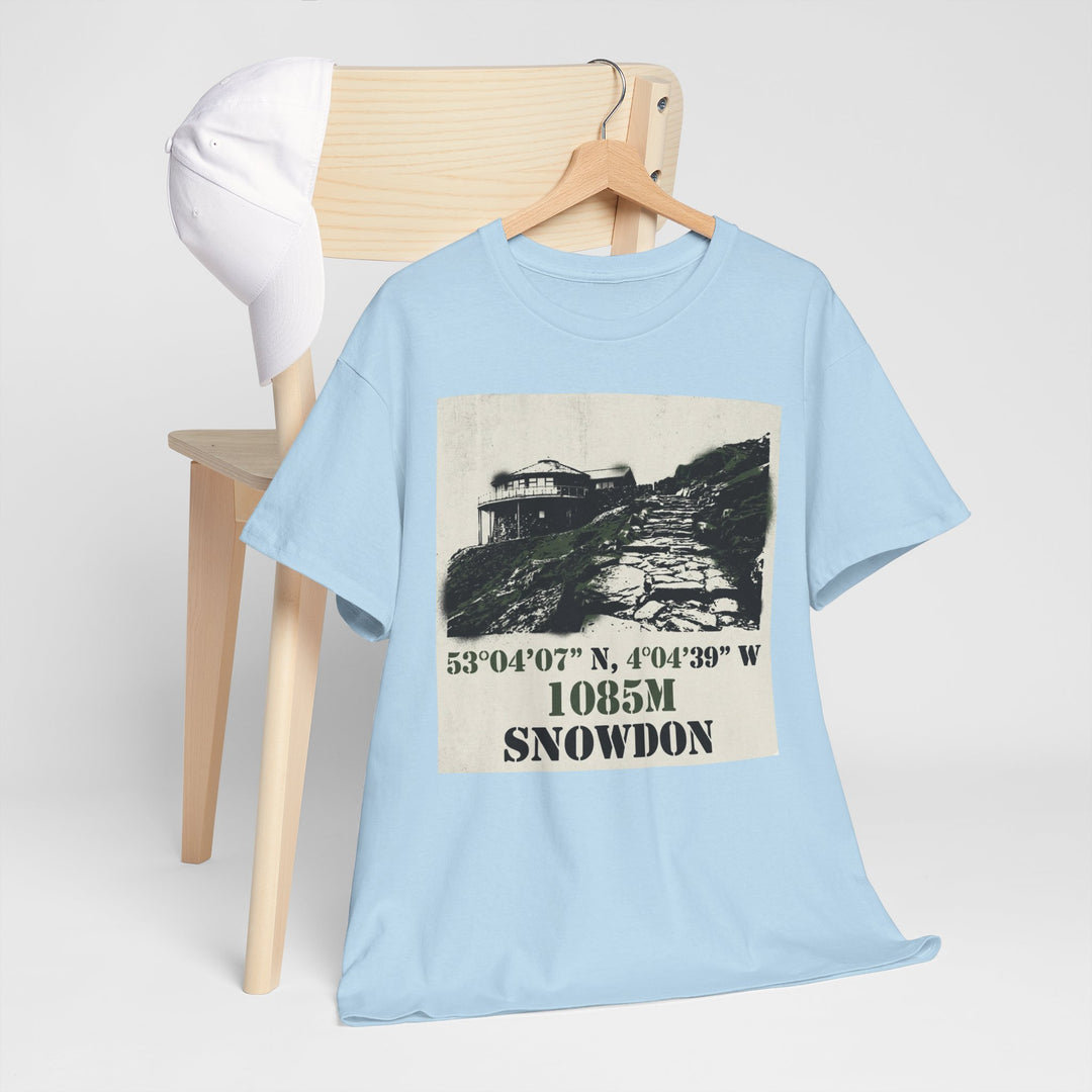 Snowdon 1085m Vintage Summit Tee — Mountain Coordinates Graphic T‑Shirt
