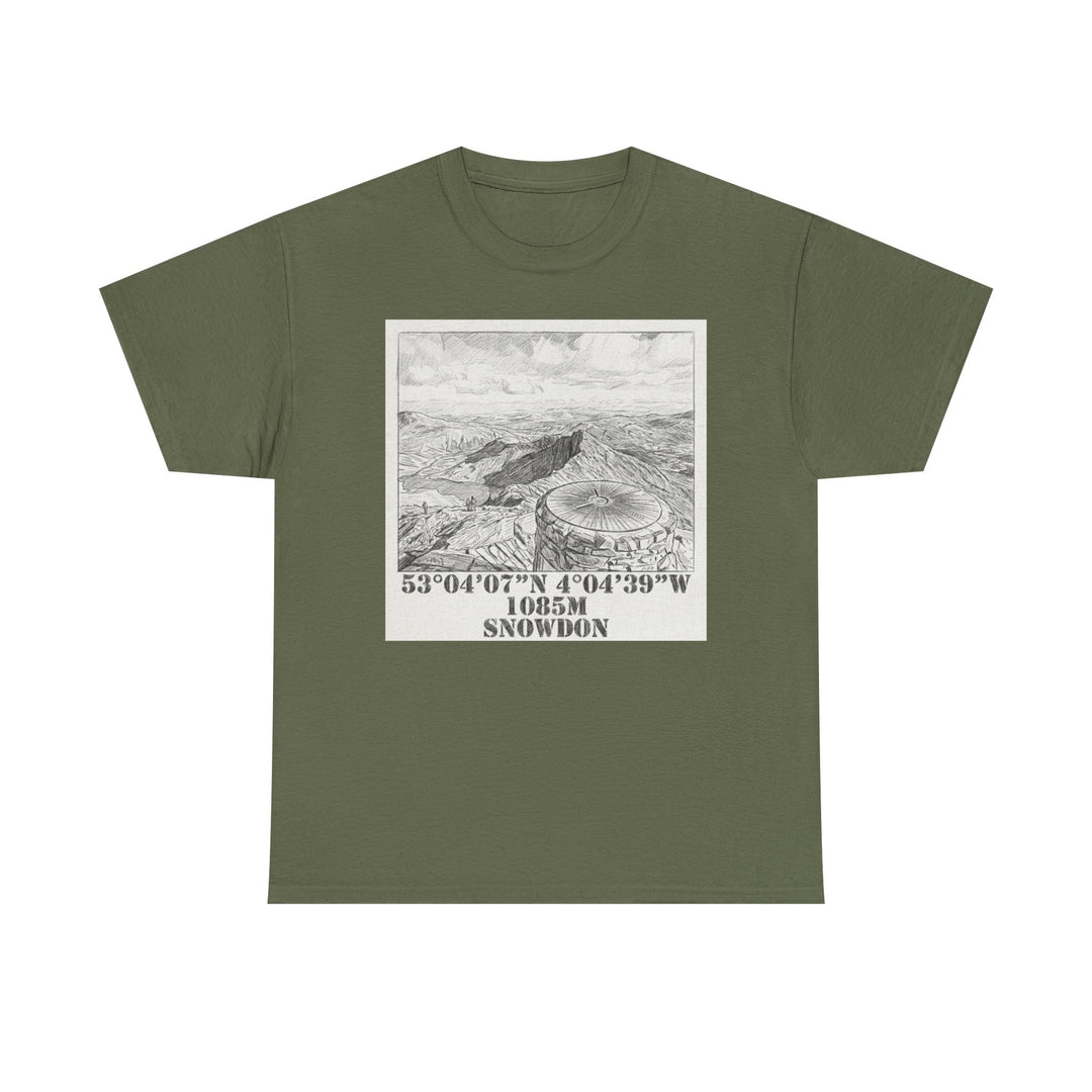 Snowdon Mountain Tee — Vintage Map Illustration with Coordinates