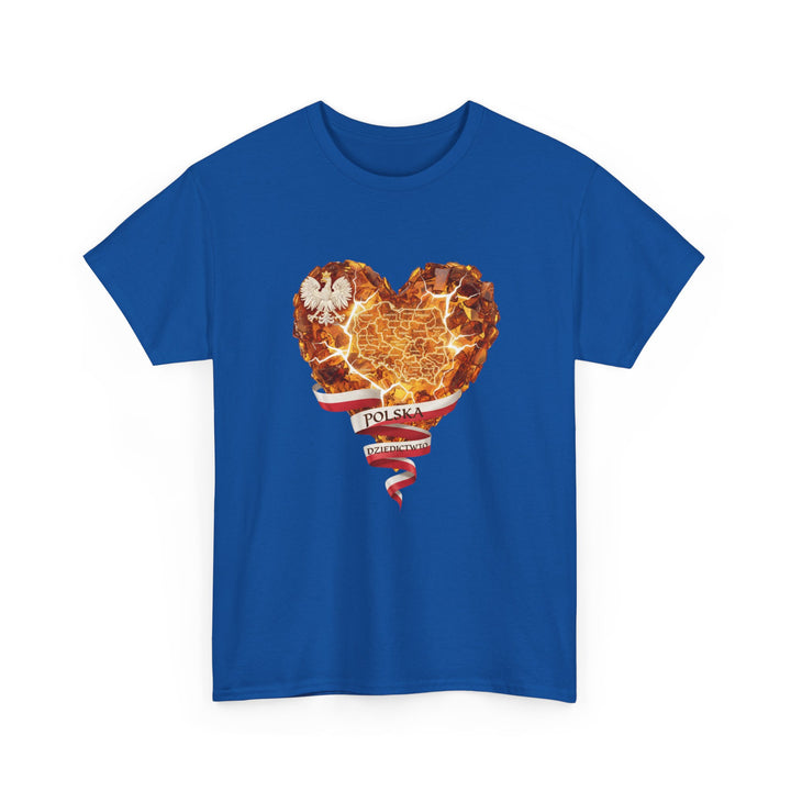 Polish Pride Heart Flame Tee | Polska Heritage T-Shirt