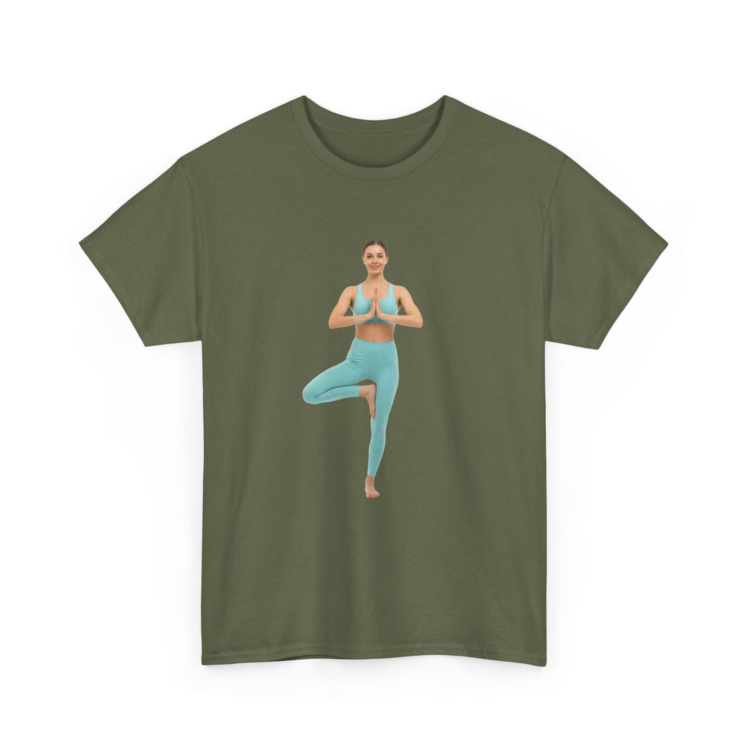 Yoga Pose Tee – soft, breathable cotton featuring a stylish yoga pose design. Perfect for yoga practice, meditation, or casual mindful lifestyle wear.