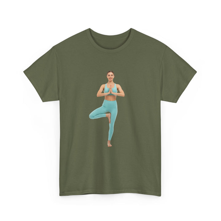Yoga Pose Tee – soft, breathable cotton featuring a stylish yoga pose design. Perfect for yoga practice, meditation, or casual mindful lifestyle wear.