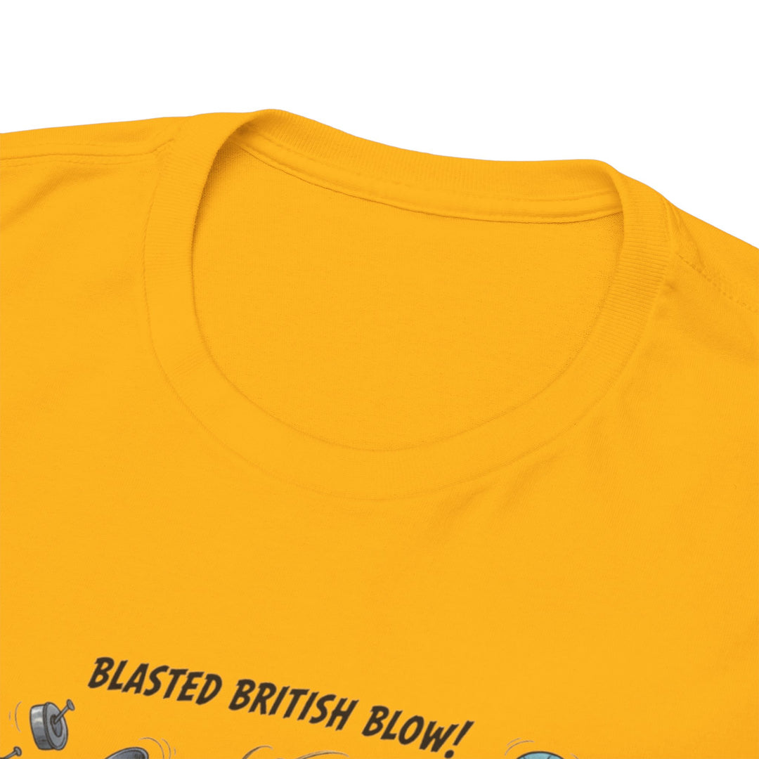 Blasted British Blow Graphic T-Shirt — Retro UK Camping Adventure Tee
