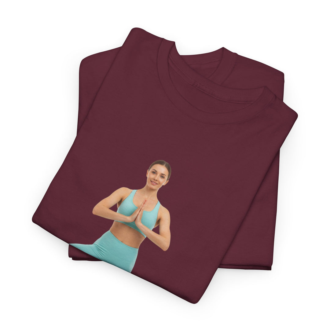 Yoga Pose Tee – soft, breathable cotton featuring a stylish yoga pose design. Perfect for yoga practice, meditation, or casual mindful lifestyle wear.