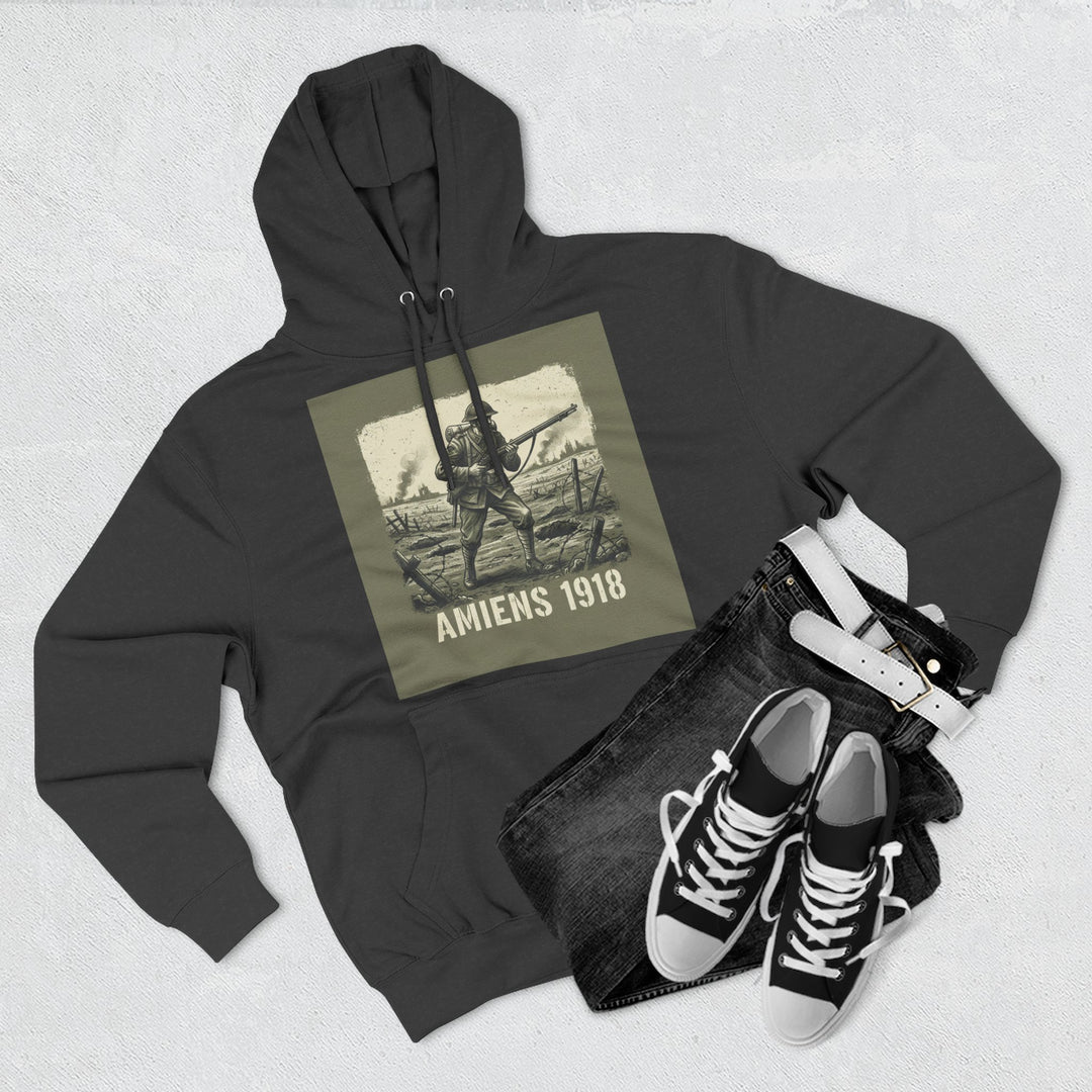 Amiens 1918 Hoodie — Vintage WWI Soldier Graphic Pullover