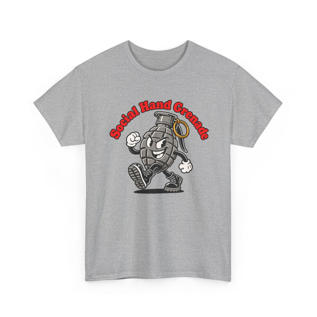 Social Hand Grenade military humour T-shirt by SW Gallus on a Gildan 5000 heavy cotton tee