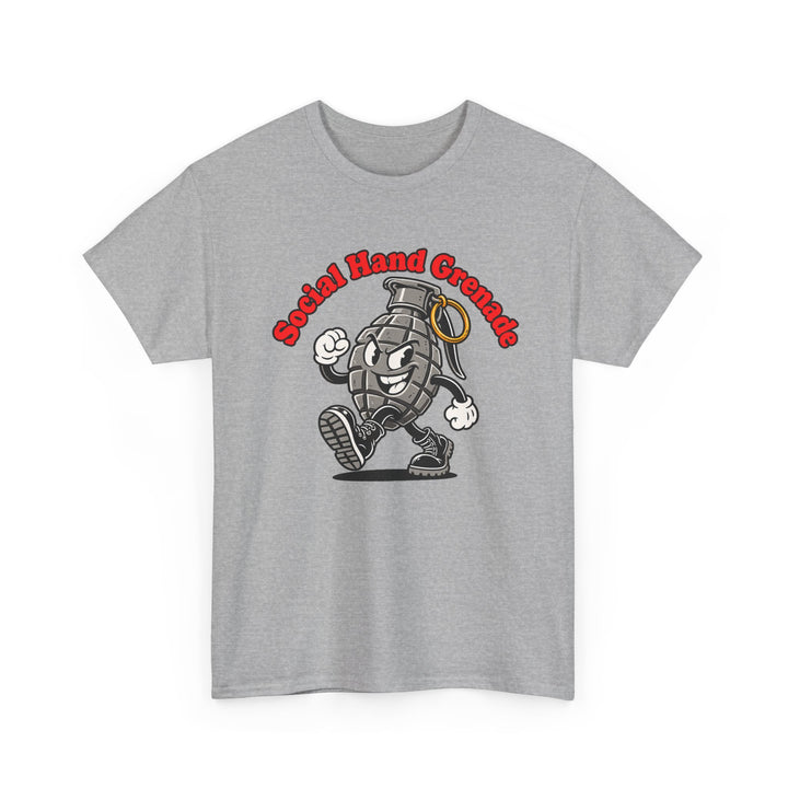 Social Hand Grenade military humour T-shirt by SW Gallus on a Gildan 5000 heavy cotton tee