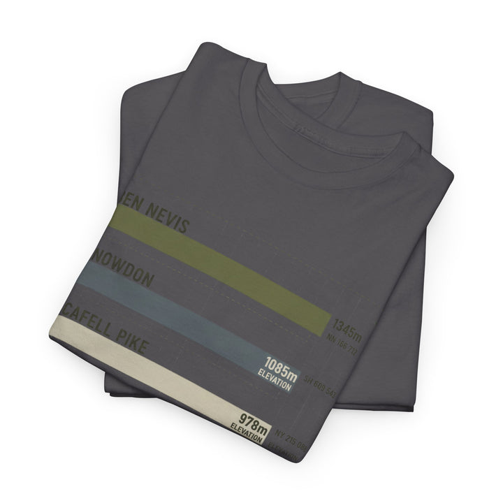 Three Peaks Challenge Graphic T-Shirt — Retro UK Mountain Hiking Tee