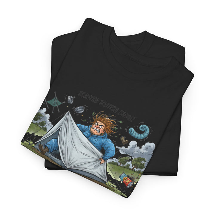 Blasted British Blow Graphic T-Shirt — Retro UK Camping Adventure Tee