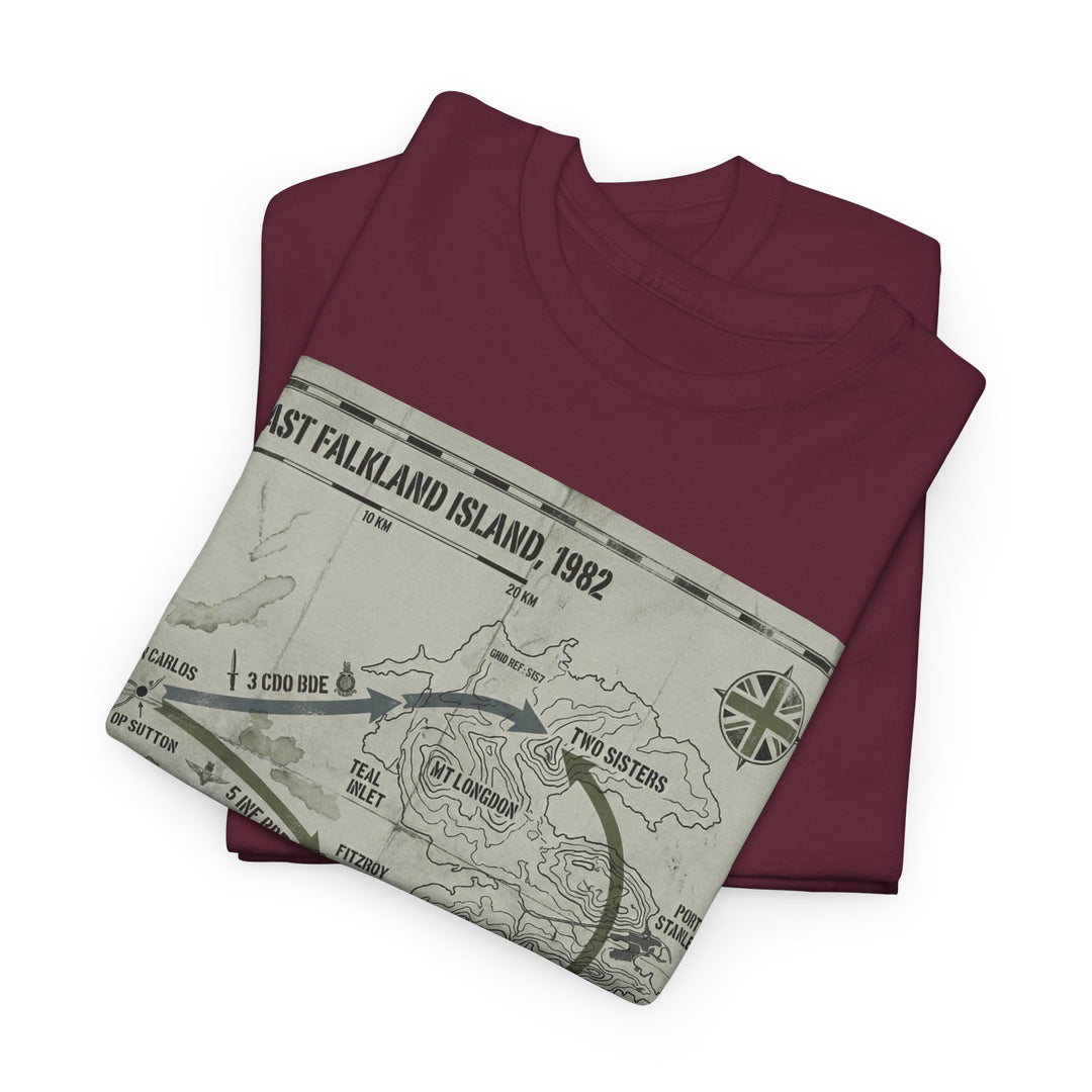 East Falkland 1982 Map T-Shirt — Port Stanley Victory Graphic