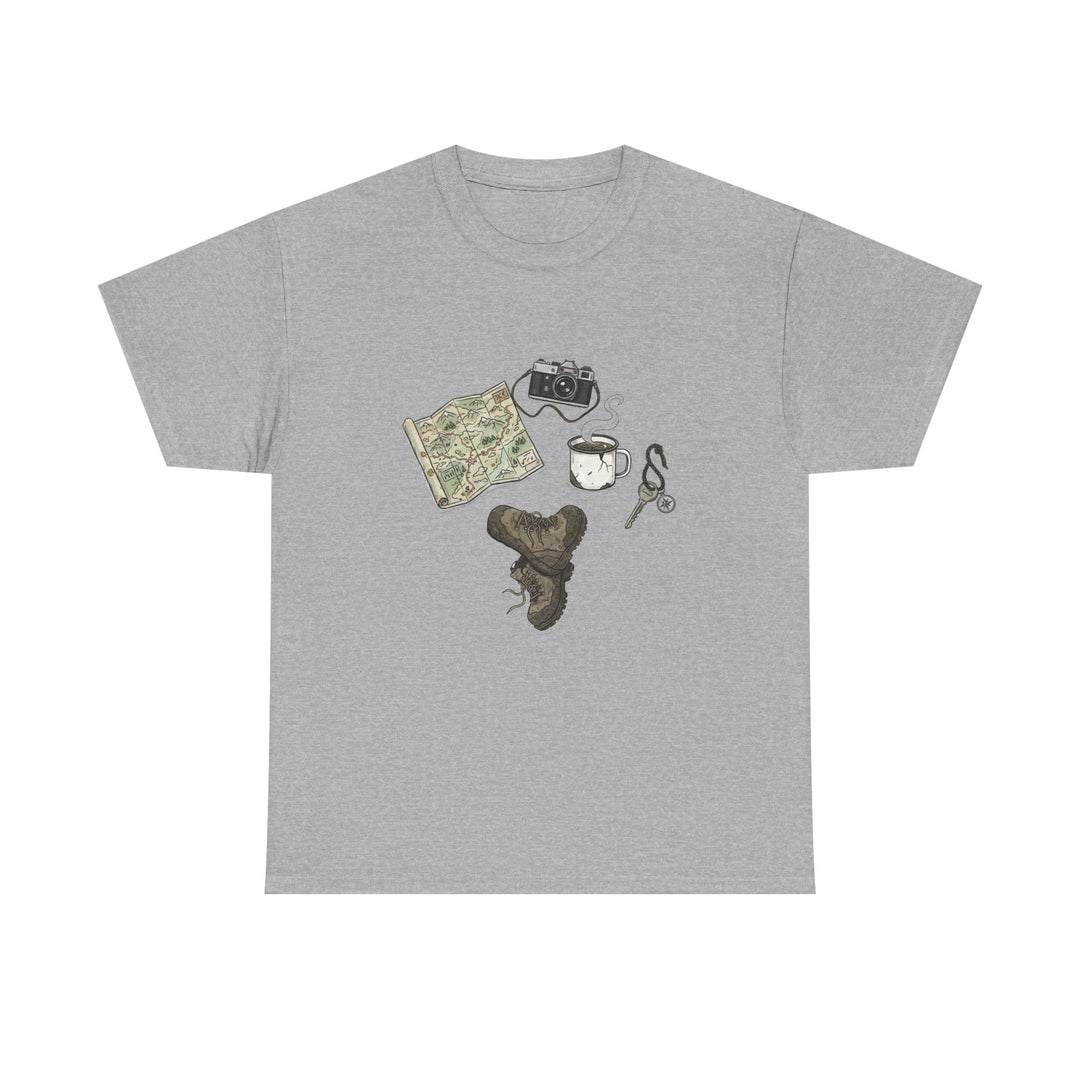 Retro Mountain Camping Gear Graphic T-Shirt - Outdoor Adventure Tee