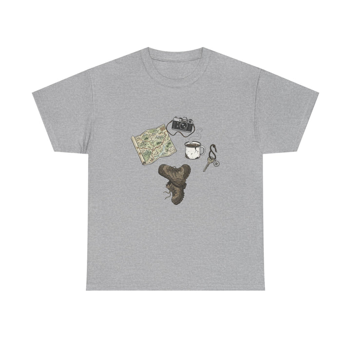 Retro Mountain Camping Gear Graphic T-Shirt - Outdoor Adventure Tee