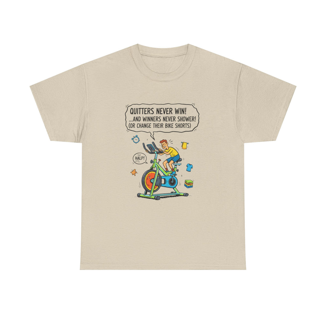 Spin Motivational Tee – soft, breathable cotton featuring an inspiring cycling graphic. Perfect for spin classes, workouts, and active lifestyle wear.