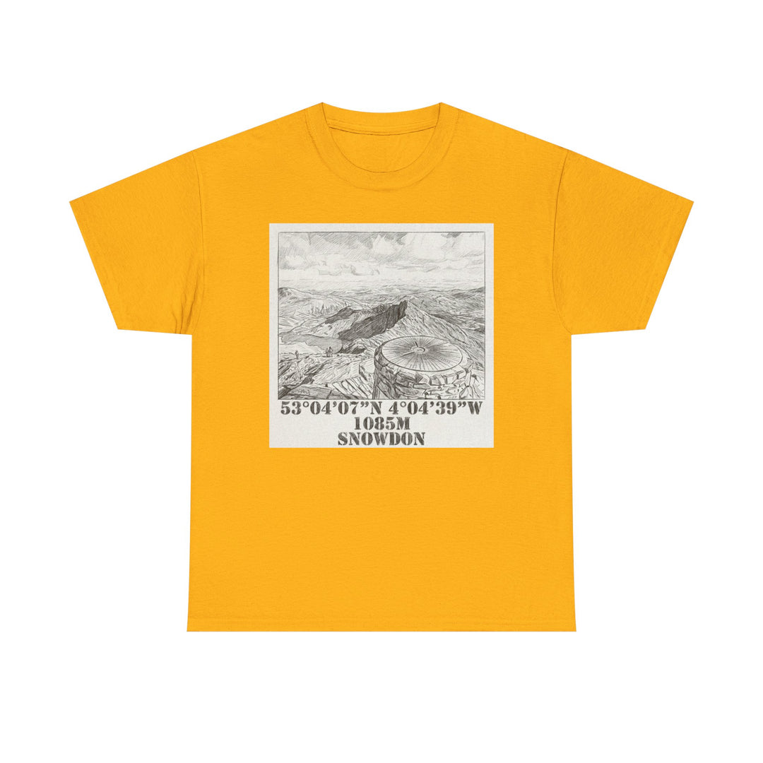 Snowdon Mountain Tee — Vintage Map Illustration with Coordinates
