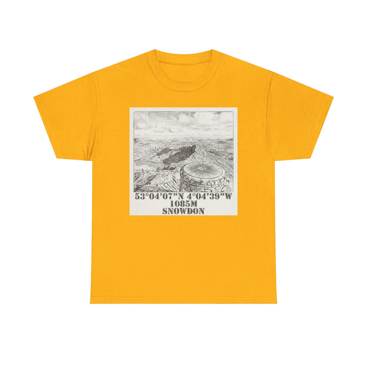 Snowdon Mountain Tee — Vintage Map Illustration with Coordinates