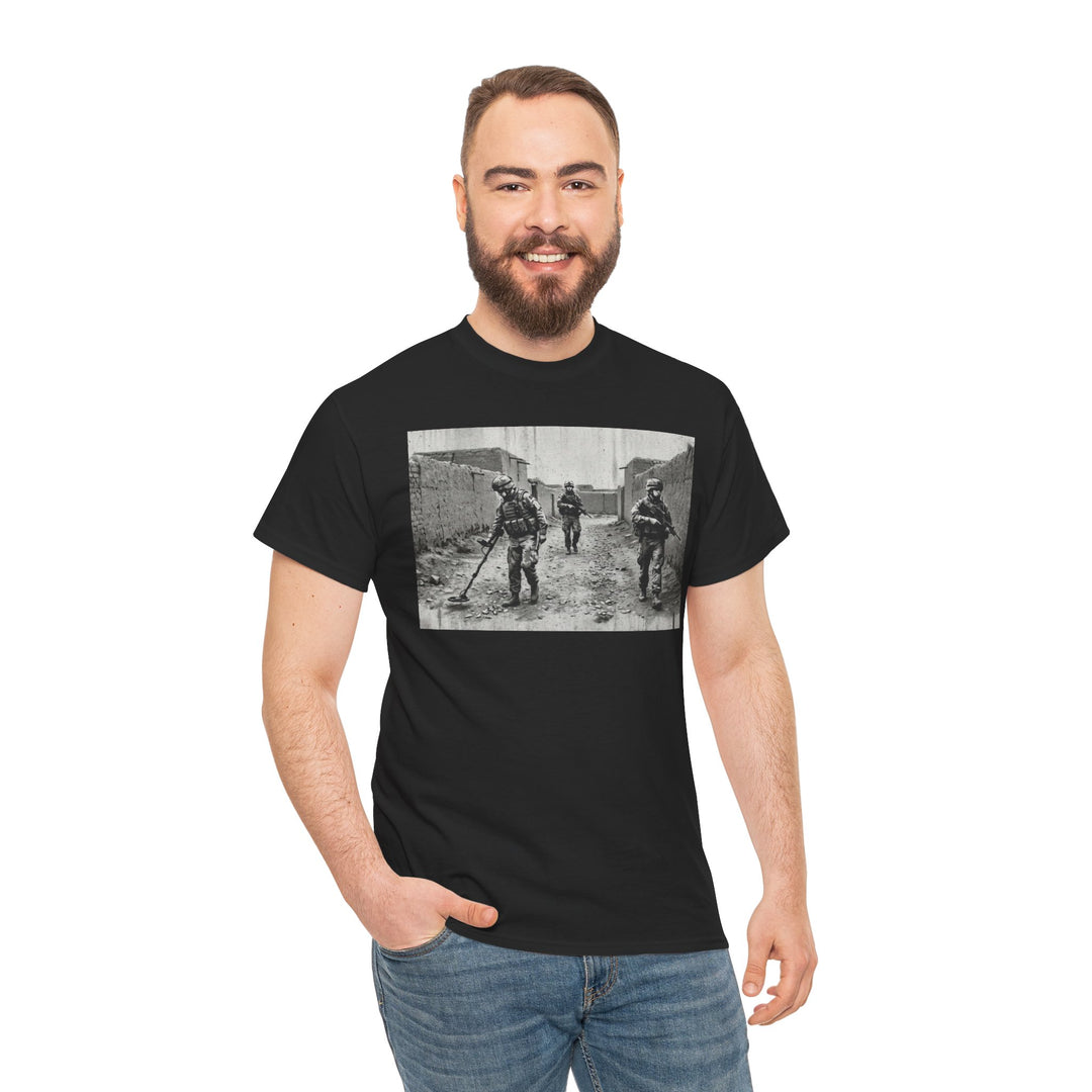 Helmand Vallon Patrol T-Shirt - Vintage Military Graphic Tee - Black &amp; White