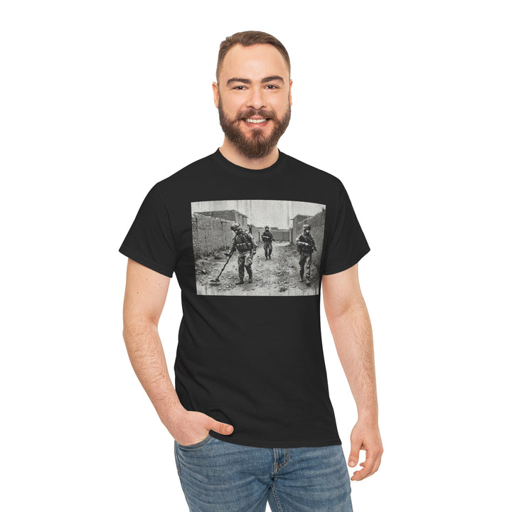 Helmand Vallon Patrol T-Shirt - Vintage Military Graphic Tee - Black &amp; White