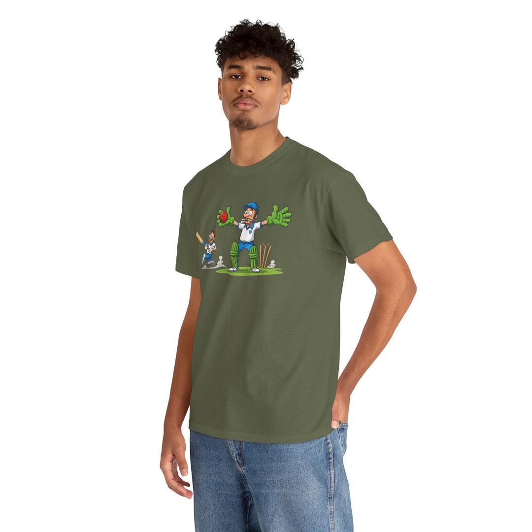Cricket Catch Graphic Cartoon T-Shirt