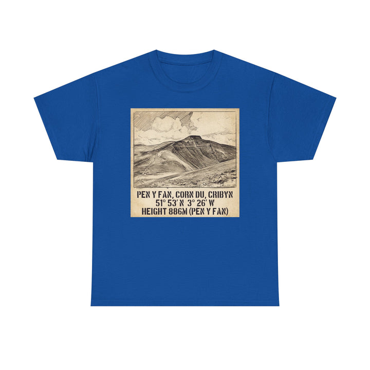 Pen y Fan Summit Coordinates T-Shirt — Vintage Mountain Peak Tee