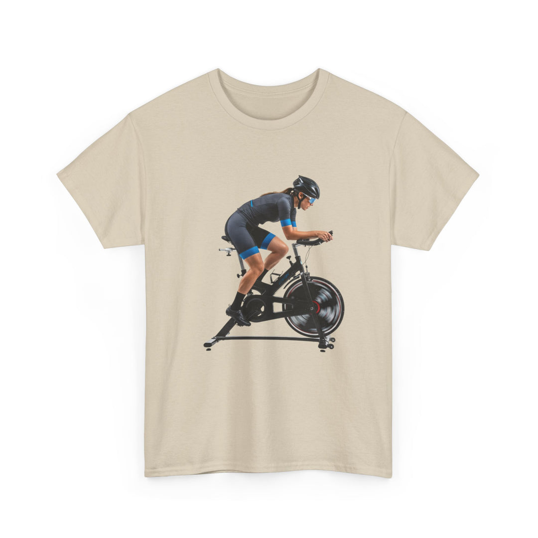 Spin Indoor Trainer T‑Shirt – lightweight, breathable cotton designed for indoor cycling. Comfortable, durable, and perfect for spin workouts and training.