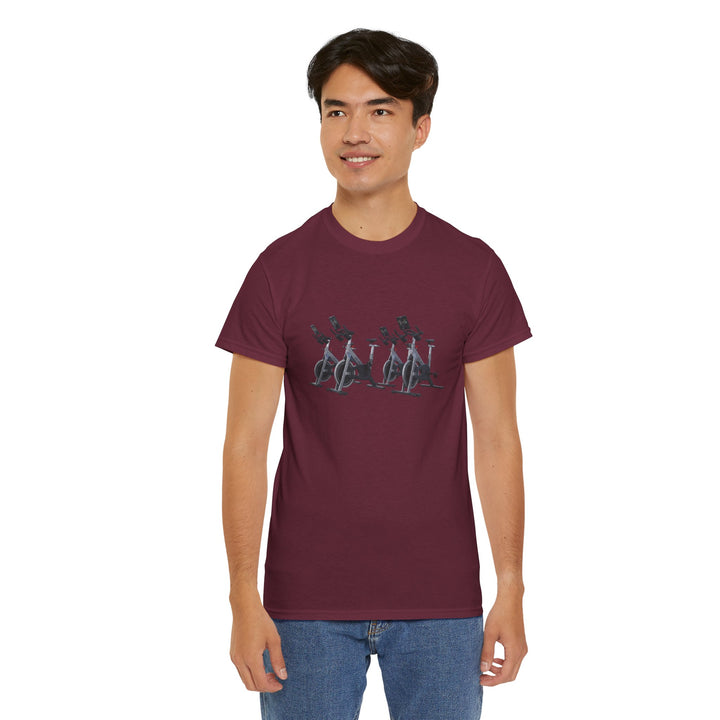 Spin Bikes Tee – soft, breathable cotton designed for indoor cycling and spin classes. Comfortable, durable, and perfect for active lifestyles.