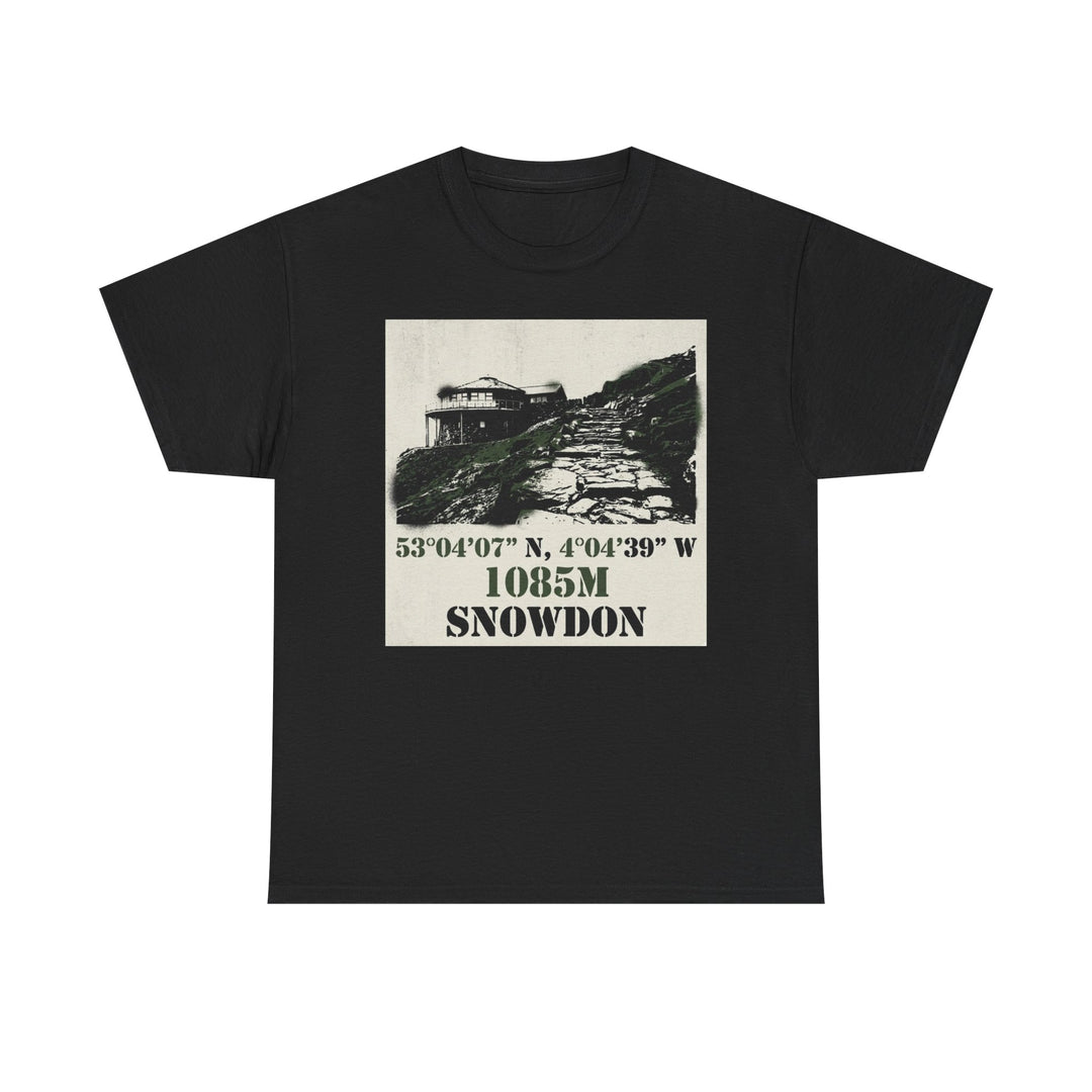 Snowdon 1085m Vintage Summit Tee — Mountain Coordinates Graphic T‑Shirt