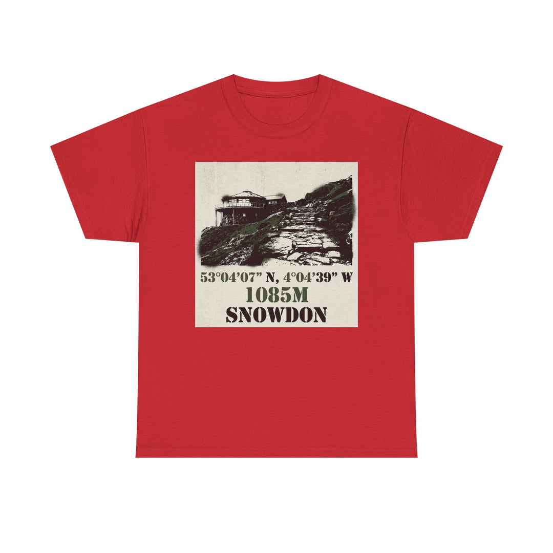 Snowdon 1085m Vintage Summit Tee — Mountain Coordinates Graphic T‑Shirt