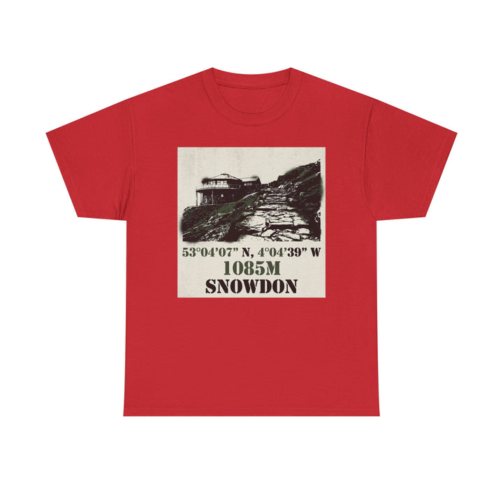 Snowdon 1085m Vintage Summit Tee — Mountain Coordinates Graphic T‑Shirt