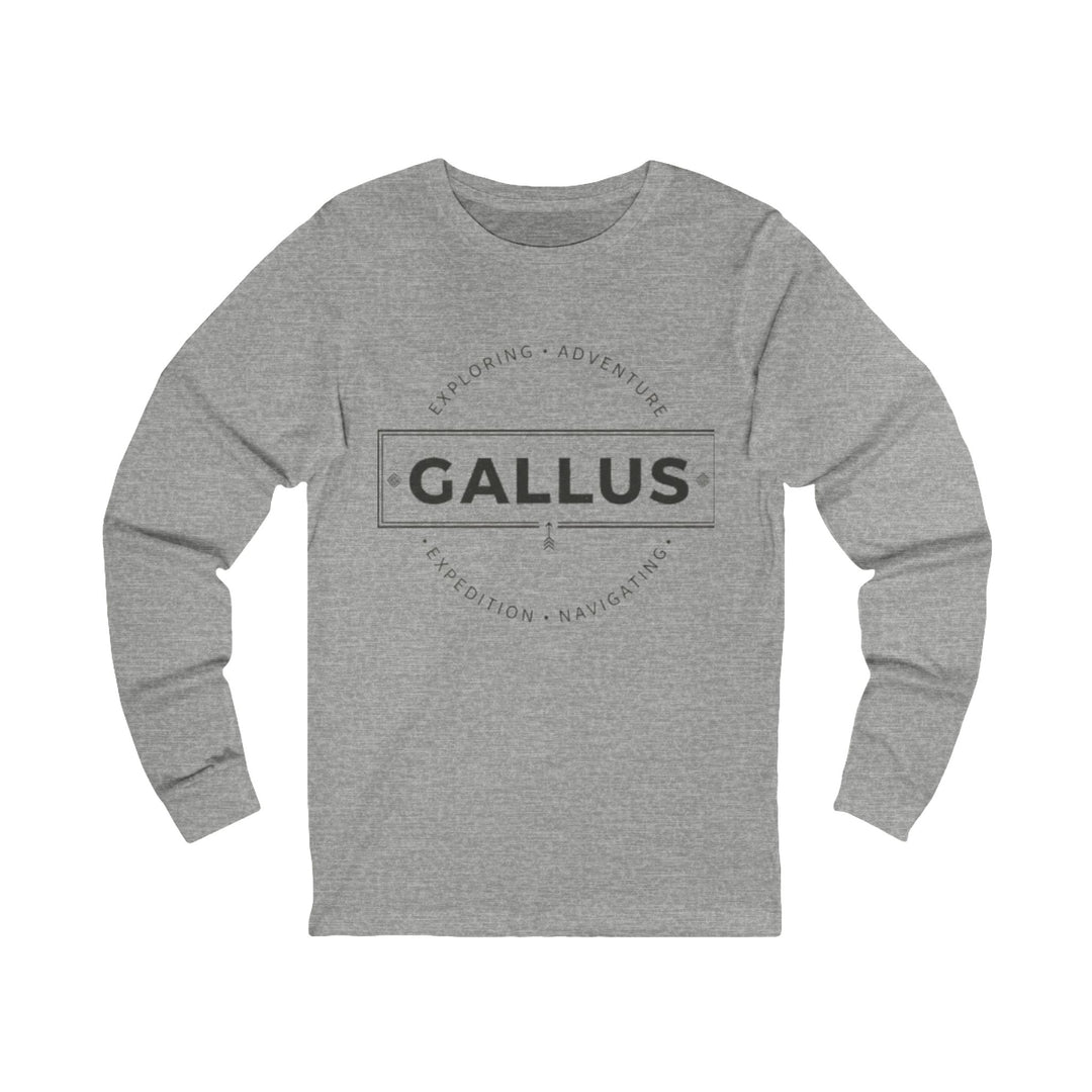 Gallus Logo Long Sleeve Tee — Minimal Vintage Badge Graphic Shirt