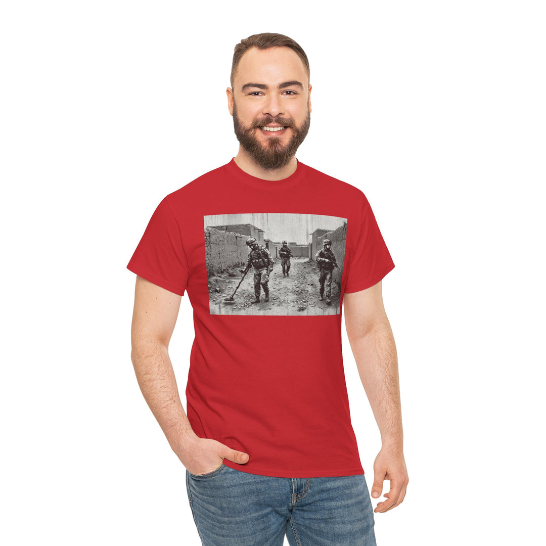 Helmand Vallon Patrol T-Shirt - Vintage Military Graphic Tee - Black &amp; White