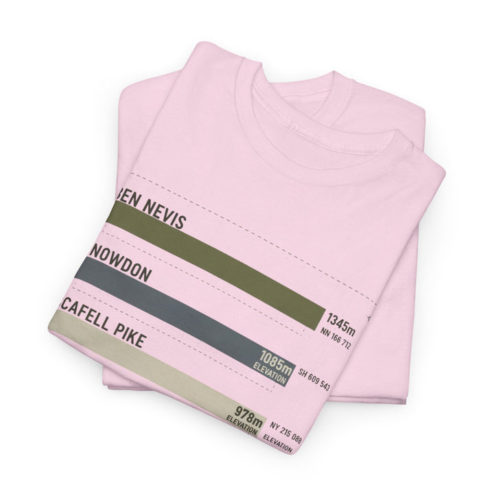 Three Peaks Challenge Graphic T-Shirt — Retro UK Mountain Hiking Tee
