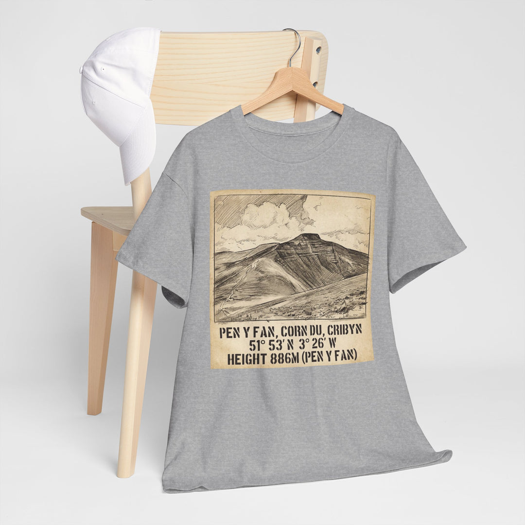 Pen y Fan Summit Coordinates T-Shirt — Vintage Mountain Peak Tee