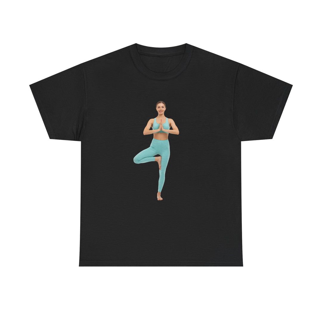 Yoga Pose Tee – soft, breathable cotton featuring a stylish yoga pose design. Perfect for yoga practice, meditation, or casual mindful lifestyle wear.