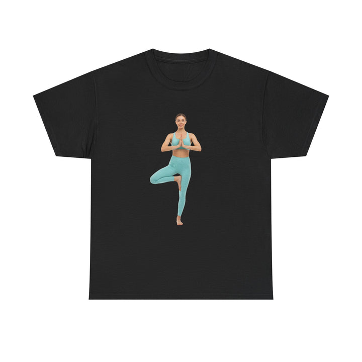 Yoga Pose Tee – soft, breathable cotton featuring a stylish yoga pose design. Perfect for yoga practice, meditation, or casual mindful lifestyle wear.