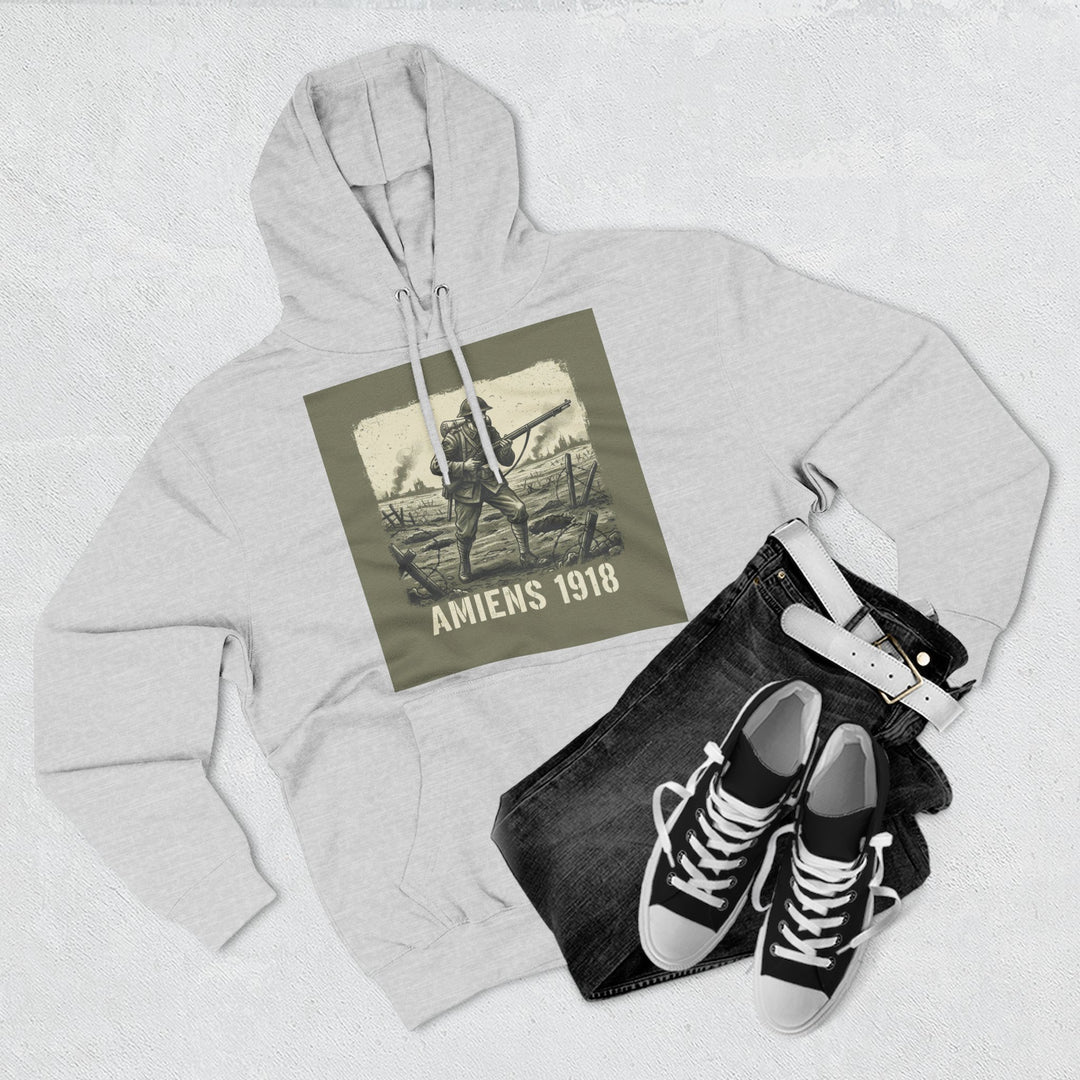 Amiens 1918 Hoodie — Vintage WWI Soldier Graphic Pullover