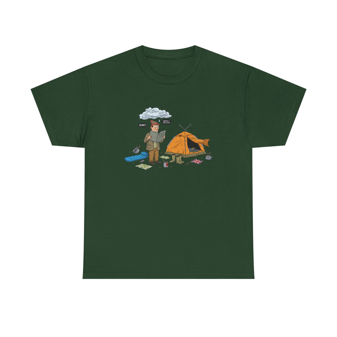 Retro Mountain Camping Graphic T-Shirt — Vintage Campfire Adventure Tee